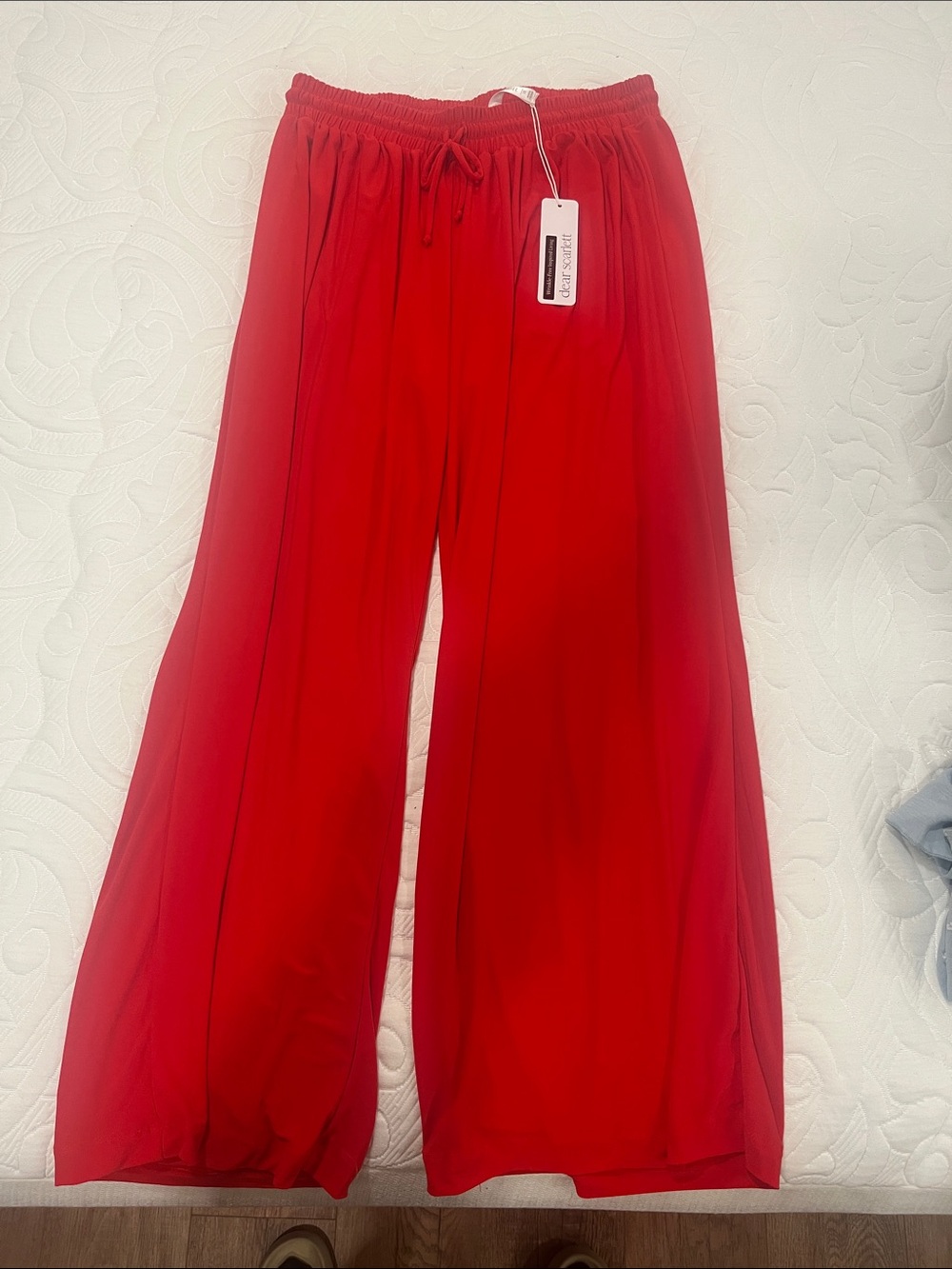 Boutique Wide Leg Elastic Waist Pants — Red size 2X